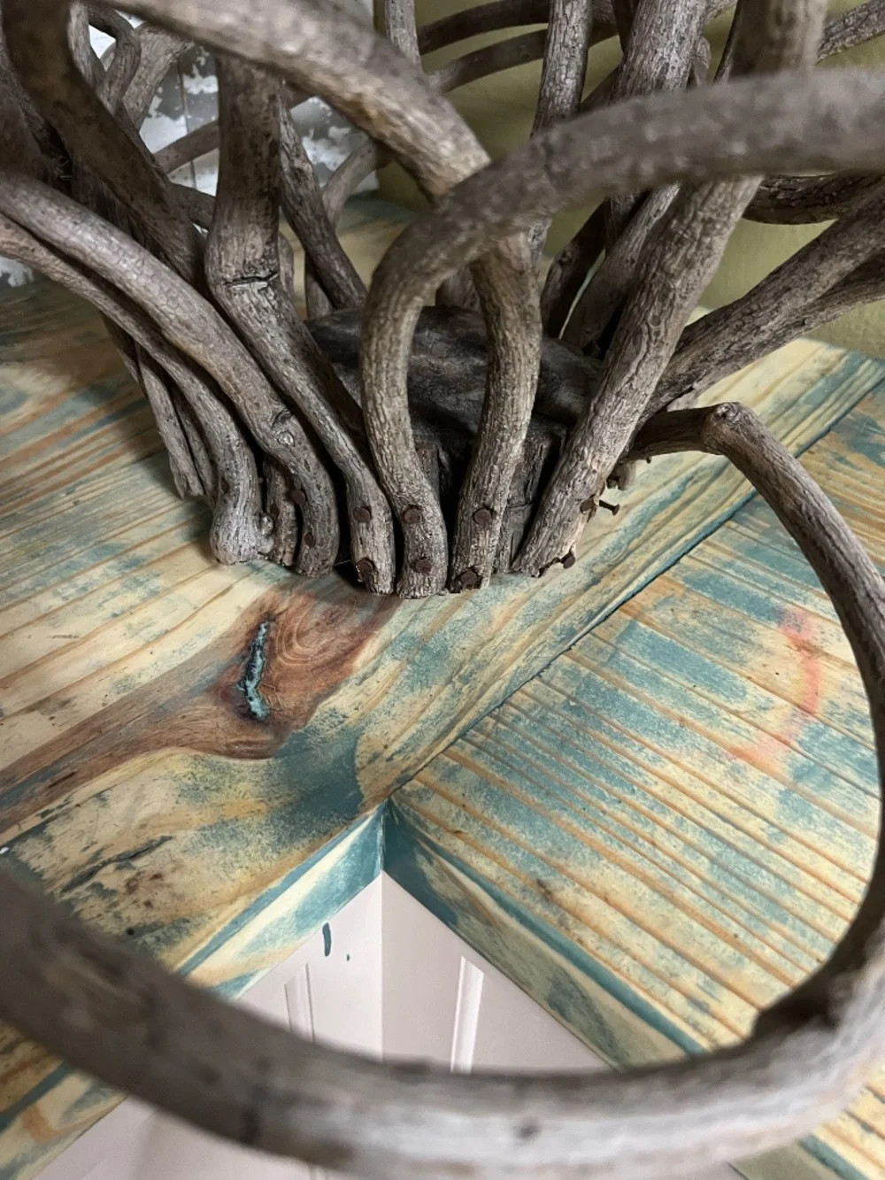 Unique Vintage Primitive Handmade Sculptural Vine Basket